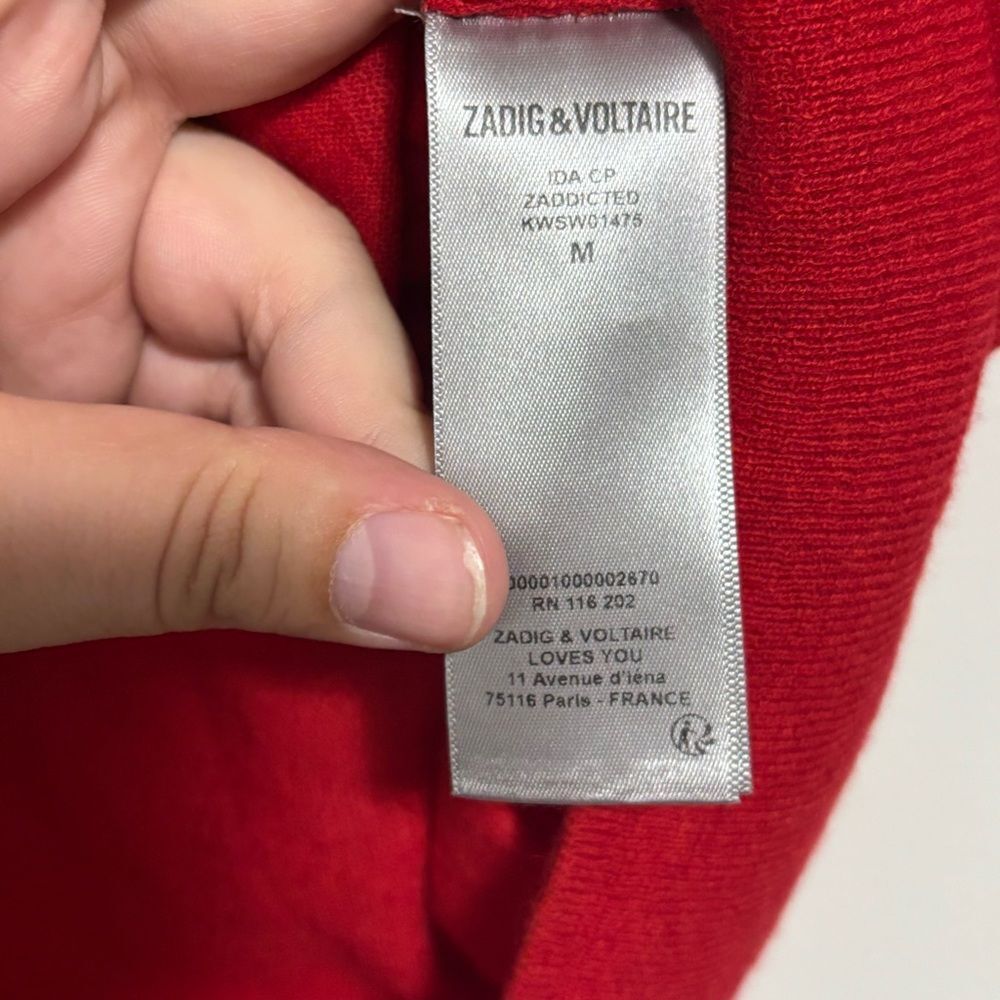 ZADIG & VOLTAIRE Ida CP Cashmere Zaddicted Tee FLAWED Medium - Picture 5 of 8